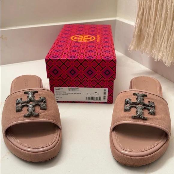 Tory Burch Eleanor Crystal slide blush color size 8 - Picture 8 of 9